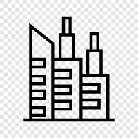 skyscraper, construction, steel, glass icon svg