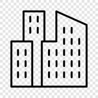 skyscrapers, architecture, design, buildings firms icon svg