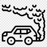 Смог, дизельное топливо, выхлопные газы легковых автомобилей, загрязнение воздуха Значок svg