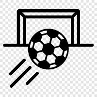 Fußballtorpfosten, Fußballtorhüter, Fußballball, Fußball symbol