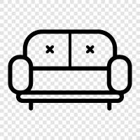 Soft Sofa, Couch, Loveseat, Sofa Bed icon svg