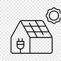 Солнечная энергия, солнечные батареи, солнечная крыша, солнечное отопление воды Значок svg