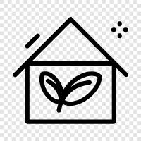 solar greenhouse, passive solar, airtight, green roofs icon svg