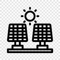 Sonnenkollektoren, Solarstrom, Solarstromspeicher, SolarWarmwasser symbol