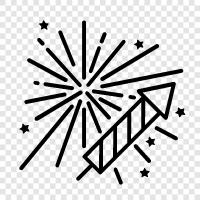 sparklers, rockets, Roman candles, Fourth of July icon svg