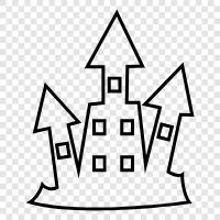 spooky castle, haunted, scary, ghost icon svg