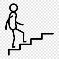 stair climbing, staircase, step ladder, safety icon svg