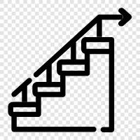 staircase, risers, treads, staircase railings icon svg