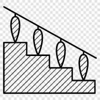 stairs, wooden stairs, railing, handrail icon svg