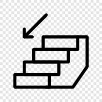 stairs, down, step, landing icon svg