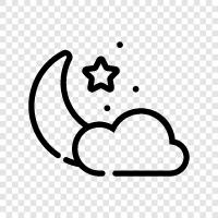 starry sky, moon, night, clouds icon svg