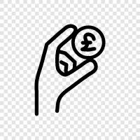 sterling, British currency, decimal system, coins icon svg