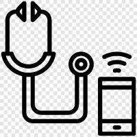 stethoscope app, stethoscope for smartphone, stethoscope for, stethoscope and smartphone icon svg