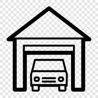 storage, workshop, car, bike icon svg