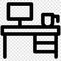 study table, study chair, study lamp, study materials icon svg