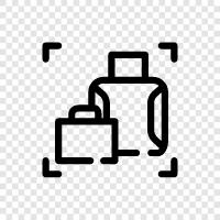 suitcase inspection, luggage Xray, baggage screening, Luggage Examination icon svg