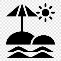 sun, sand, waves, vacation icon svg