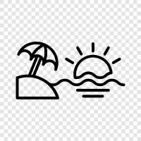 sun, sand, ocean, waves icon svg