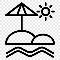 sun, sand, waves, beach icon svg