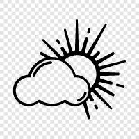 sunbeam through cloud, sunbeams through cloud, sunlight through cloud icon svg