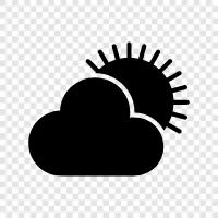 sunny skies, bright sunshine, partly cloudy skies, overcast icon svg