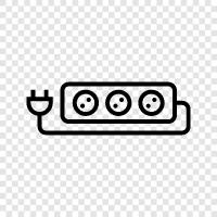 surge protector, outlet, electrical, cords icon svg