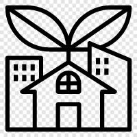 sustainable community, ecocommunity, cohousing, permaculture icon svg