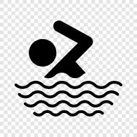 swimming pool, swimming lessons, swimming races, swimming records icon svg