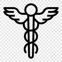 symbol of medicine, herald of the gods, winged staff, symbol of icon svg
