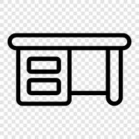 table, chair, computer, printer icon svg