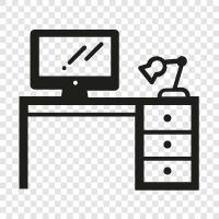 table, computer, work, office icon svg