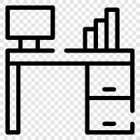 table, chair, computer, printer icon svg