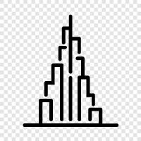 tallest tower, Dubai, top tower, burj khalifa tower icon svg