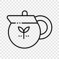 tea cups, tea set, tea pot handle, tea infuser icon svg