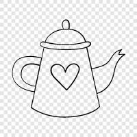 tea kettle, infuser, tea bag, loose leaf tea icon svg