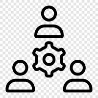 Teambuilding, Zusammenarbeit, Kommunikation, Koordination symbol