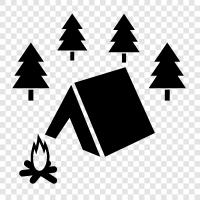 Tent camping, Campervan camping, Backpacking, Hiking icon svg