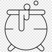 der Ort, wo Hexen ihre Tränke brauen, ist ein magisches Symbol der Transformation, Cauldron symbol