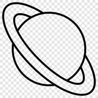 the planet Saturn, Saturn s moon Titan, Saturn s rings, Saturn s icon svg