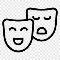 theatrical masks, theater masks, theatrical face coverings, Theatre mask icon svg