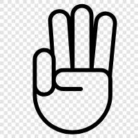 üç parmak, parmak, üç parmak el ikon svg