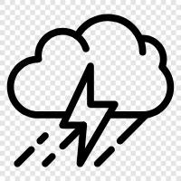 thunder, lightning, clouds, precipitation icon svg