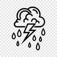 Thunderstorms, Lightning, Rain, Cloudy icon svg