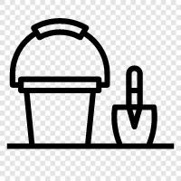 tools for digging, Bucket and Shovel icon svg