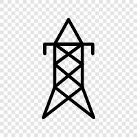 Turm, Übertragung, Strom, Infrastruktur symbol