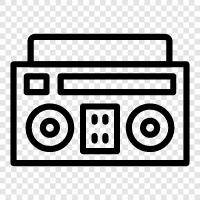 transistor, boombox player, cassette player, music icon svg