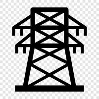 transmission lines, power lines, tower, transmission icon svg