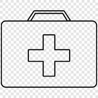 trauma kit, EMS kit, first aid supplies, first aid instructions icon svg