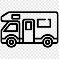 Transporter, Umsteigen, WohnmobilVermietung, Camping symbol