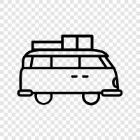 travel vans, recreational vehicles, motorhomes, trailers icon svg